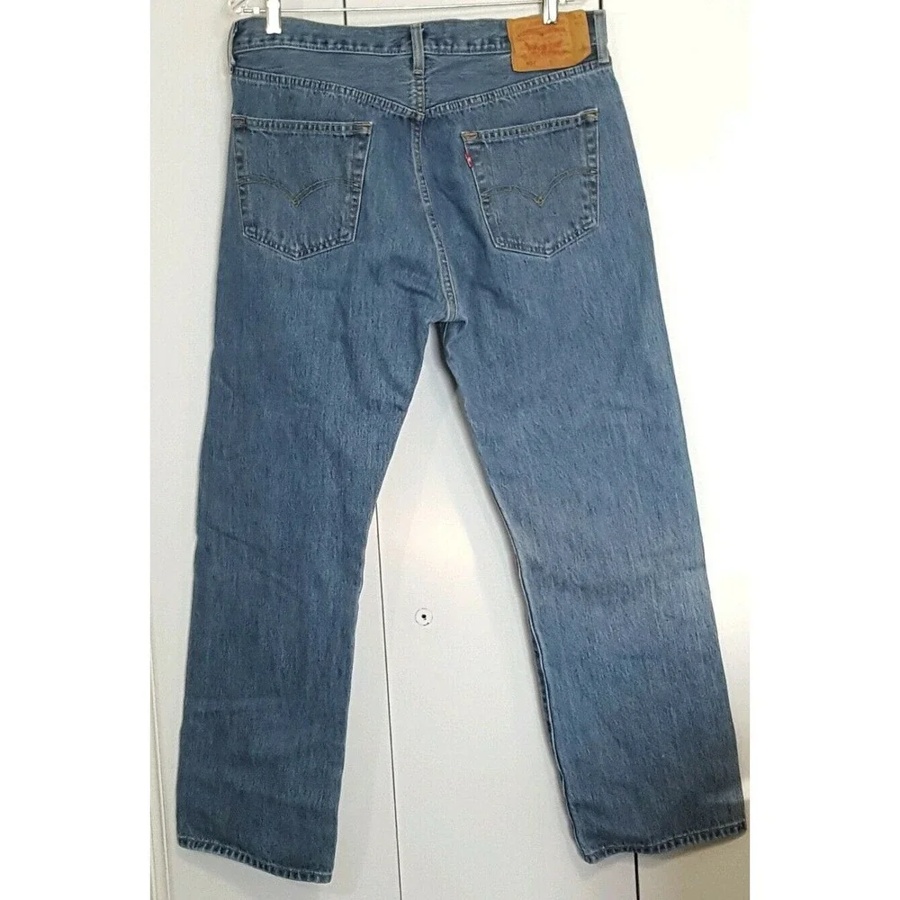 Levi Levi's 501 Men's Jeans 36x30 Straight Fit Button Fly Blue 100% Cotton